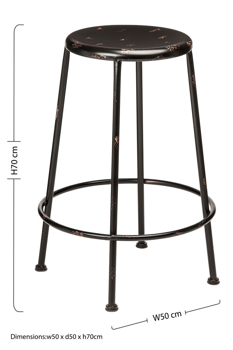Orsina Artisan Black Metal Bar Stool | Industrial Kitchen Counter Seating