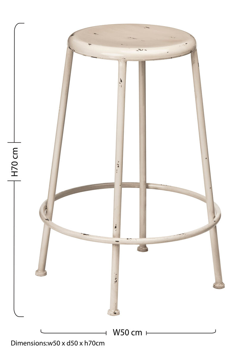 Orsina Artisan Cream Metal Bar Stool | Modern Kitchen Breakfast Seating