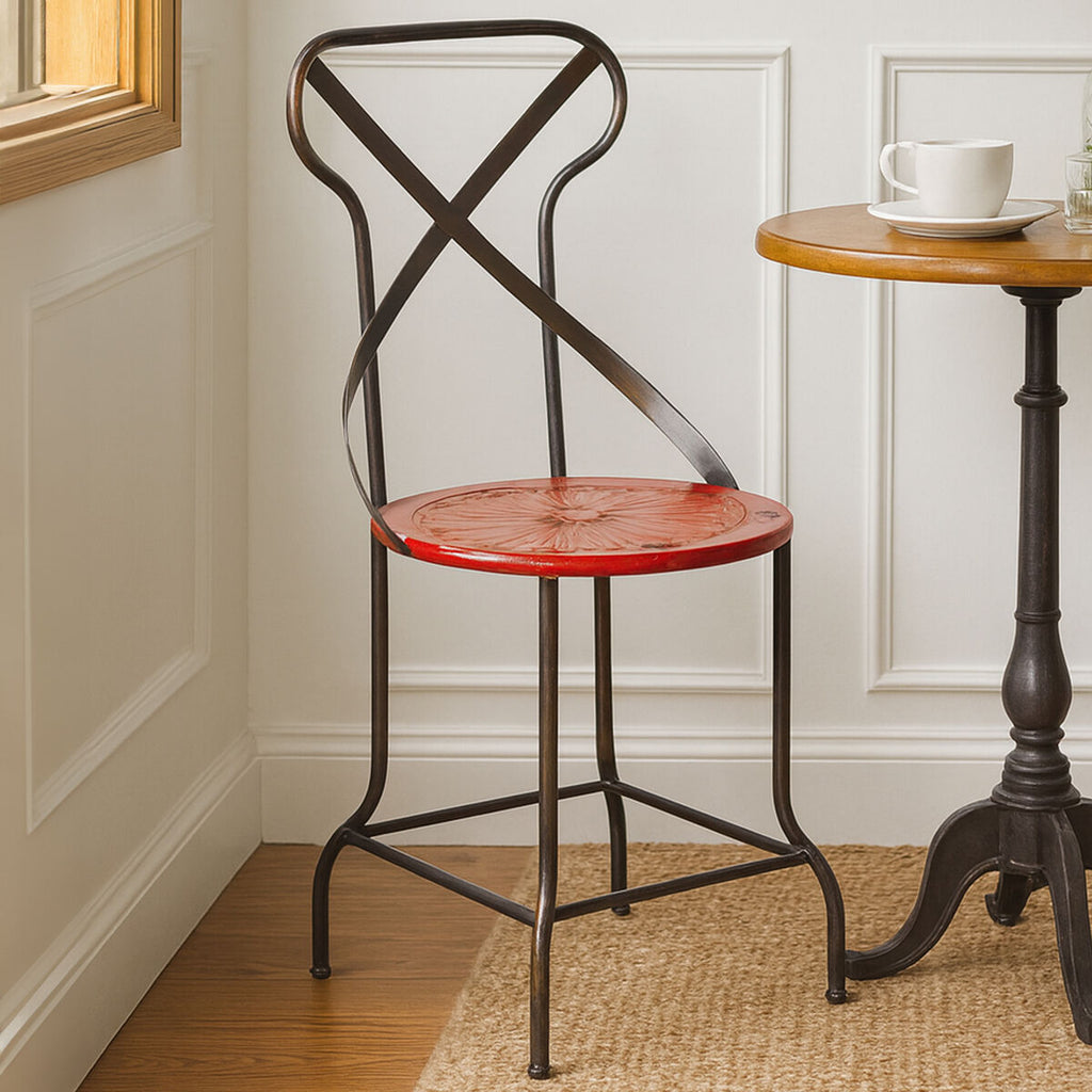 Orsina Red Metal Dining Chair – Industrial Cafe Style Seating