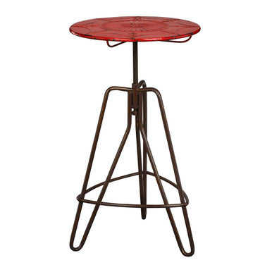 Orsina Metal Bar Table – Red Adjustable Craftsman Style Accent Table