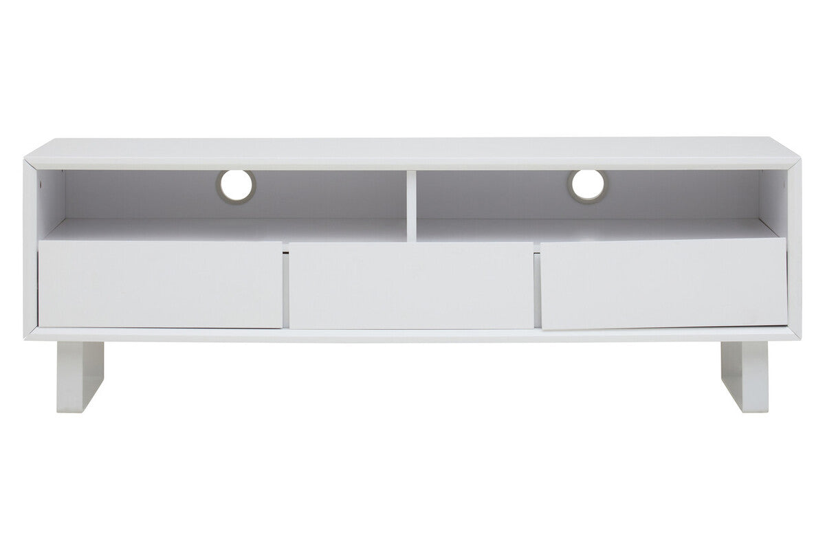 Orsina Moritz White High Gloss Media Cabinet – Modern 3-Drawer Console