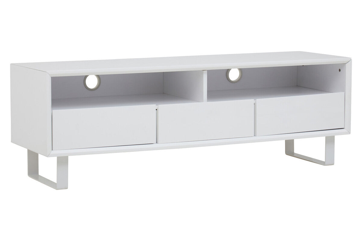Orsina Moritz White High Gloss Media Cabinet – Modern 3-Drawer Console