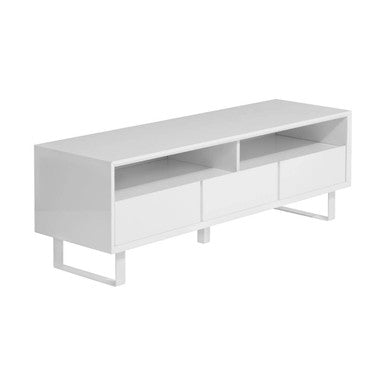 Orsina Moritz White High Gloss Media Cabinet – Modern 3-Drawer Console