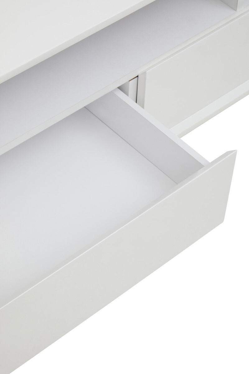Orsina Moritz White High Gloss Media Cabinet – Modern 3-Drawer Console