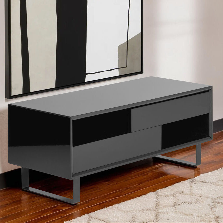 Orsina Moritz Black High Gloss Coffee Table with 2 Storage Drawers