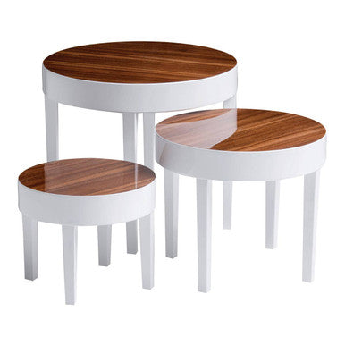 Orsina Moritz Nest of 3 Tables - White High Gloss & Pear Wood