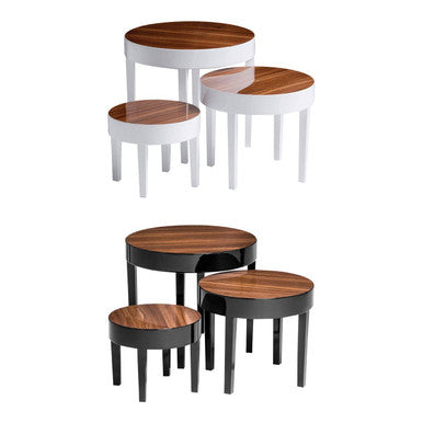 Orsina Moritz Nest of 3 Tables - White High Gloss & Pear Wood