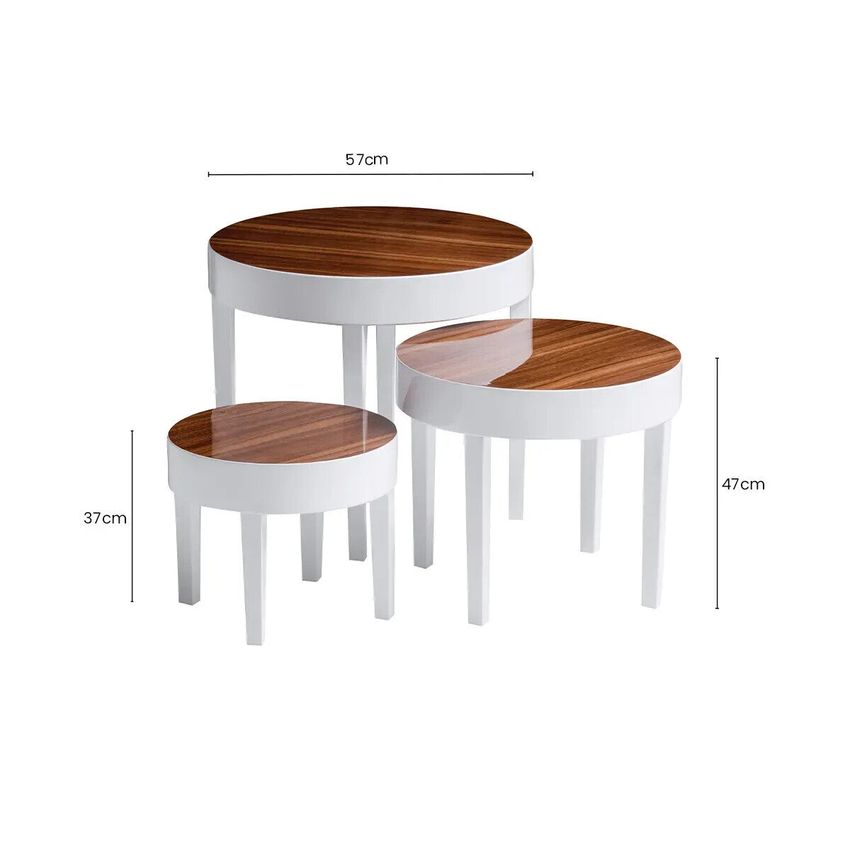 Orsina Moritz Nest of 3 Tables - White High Gloss & Pear Wood