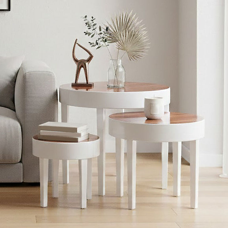 Orsina Moritz Nest of 3 Tables - White High Gloss & Pear Wood