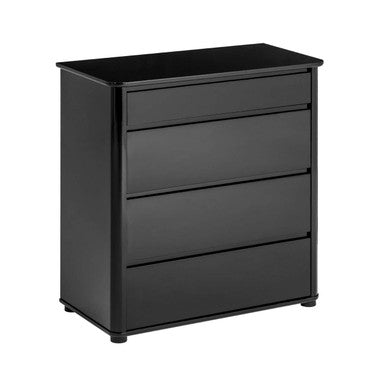 Orsina Moritz 4 Drawer Chest – Black High Gloss Modern Dresser