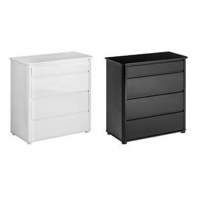 Orsina Moritz 4 Drawer Chest – Black High Gloss Modern Dresser