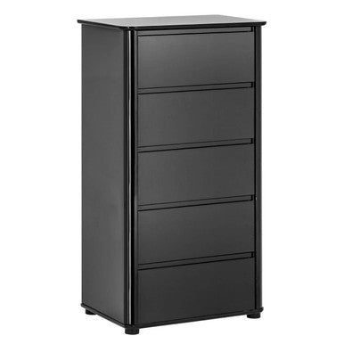 Orsina Moritz Black High Gloss 5 Drawer Chest – Modern Vertical Dresser