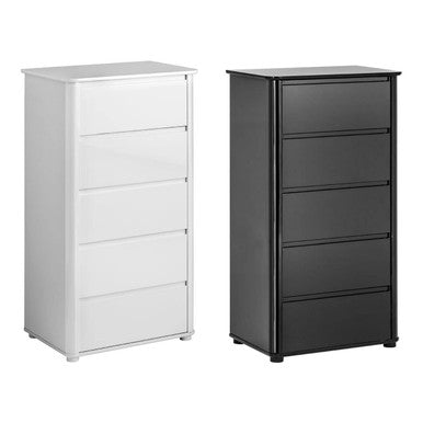 Orsina Moritz Black High Gloss 5 Drawer Chest – Modern Vertical Dresser