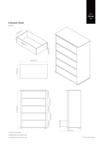 Orsina Moritz Black High Gloss 5 Drawer Chest – Modern Vertical Dresser