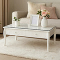Orsina Chamonix White Coffee Table – Glass Top with 2 Drawers