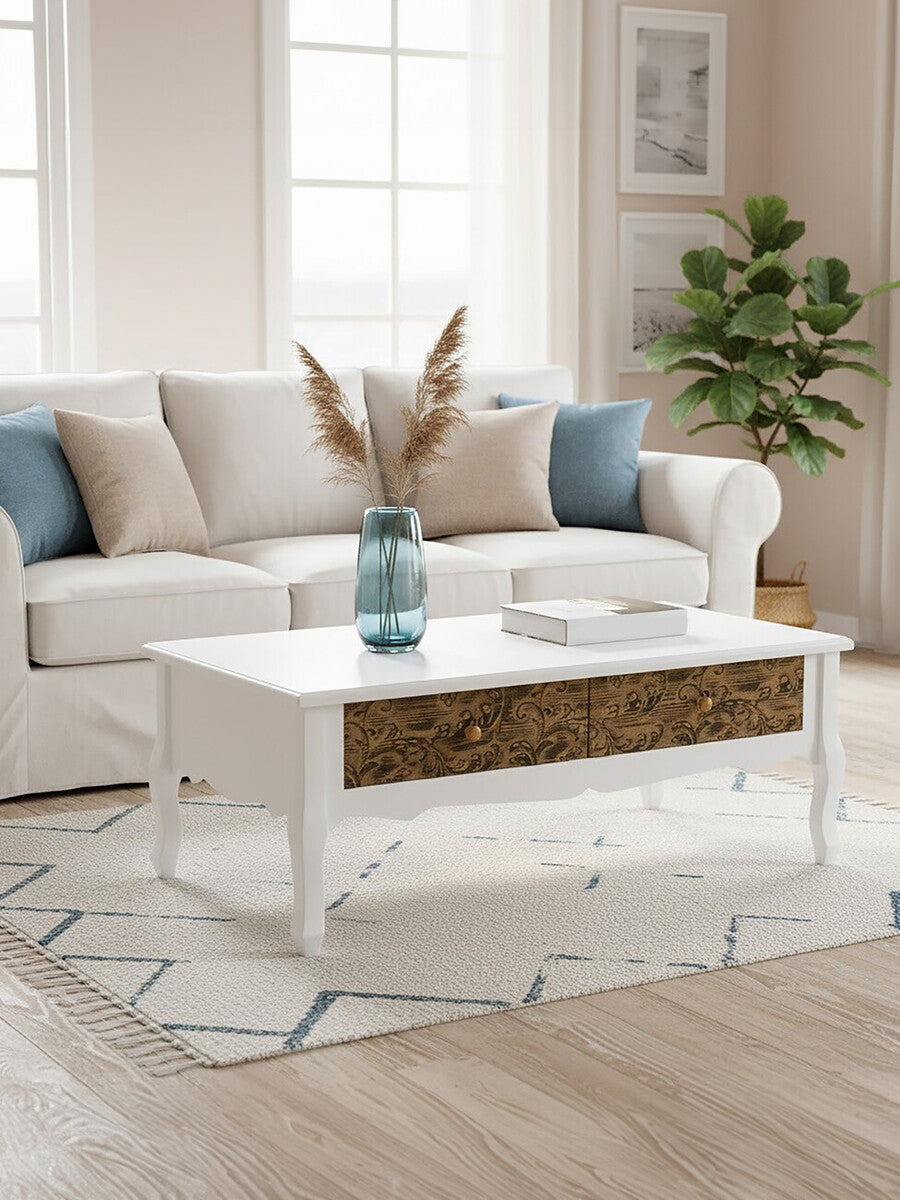 Orsina Bali Coffee Table – White Engineered Wood Living Room Table