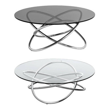 Orsina Cassy Coffee Table – Round Smoked Glass & Stainless Steel