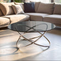 Orsina Cassy Coffee Table – Round Smoked Glass & Stainless Steel