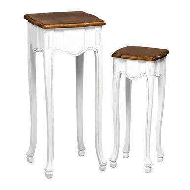 Orsina Serena Accent Tables – Set of 2 Modern Brown Wood Side Tables