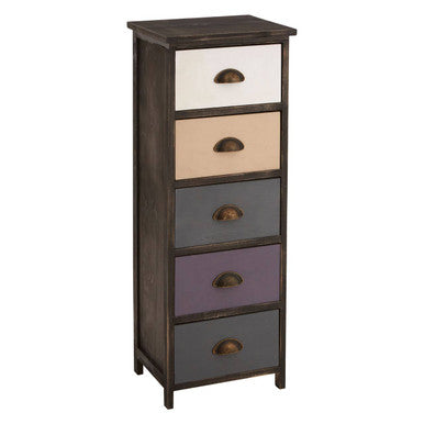 Orsina Urban Loft 5-Drawer Chest – Rustic Timber Tallboy Dresser