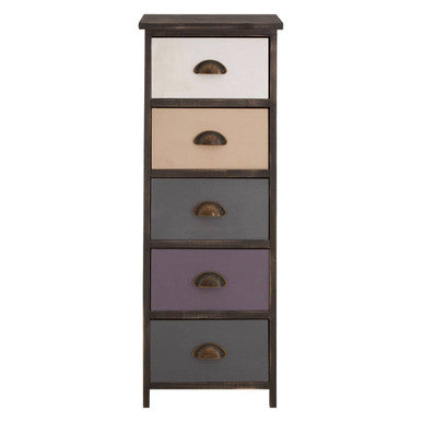 Orsina Urban Loft 5-Drawer Chest – Rustic Timber Tallboy Dresser