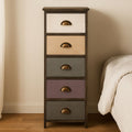 Orsina Urban Loft 5-Drawer Chest – Rustic Timber Tallboy Dresser