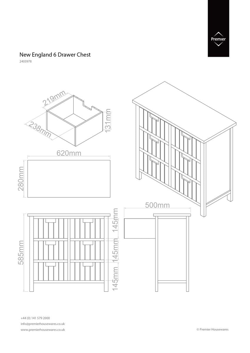 Orsina New England White 6-Drawer Chest – Coastal Bedroom Dresser