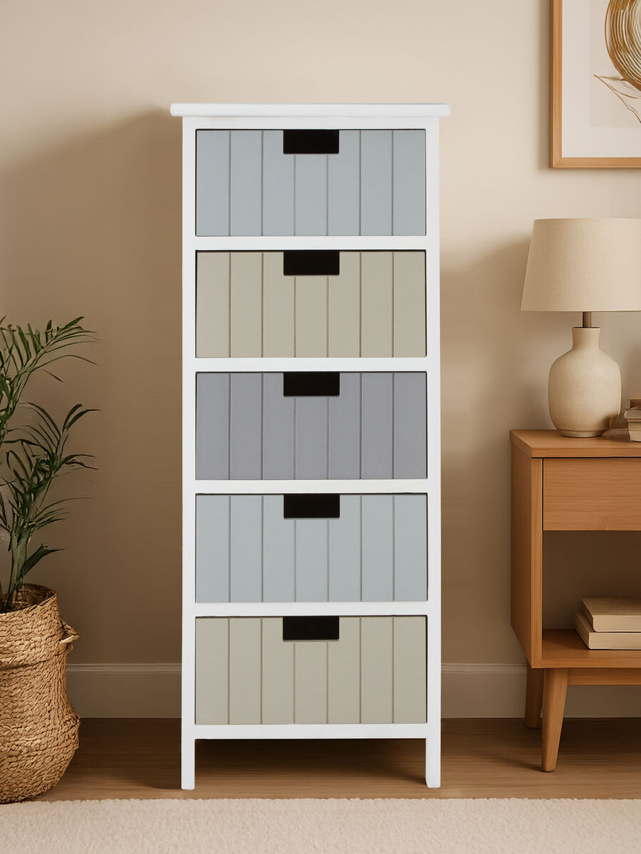 Orsina New England White 5-Drawer Chest | Coastal Bedroom Dresser
