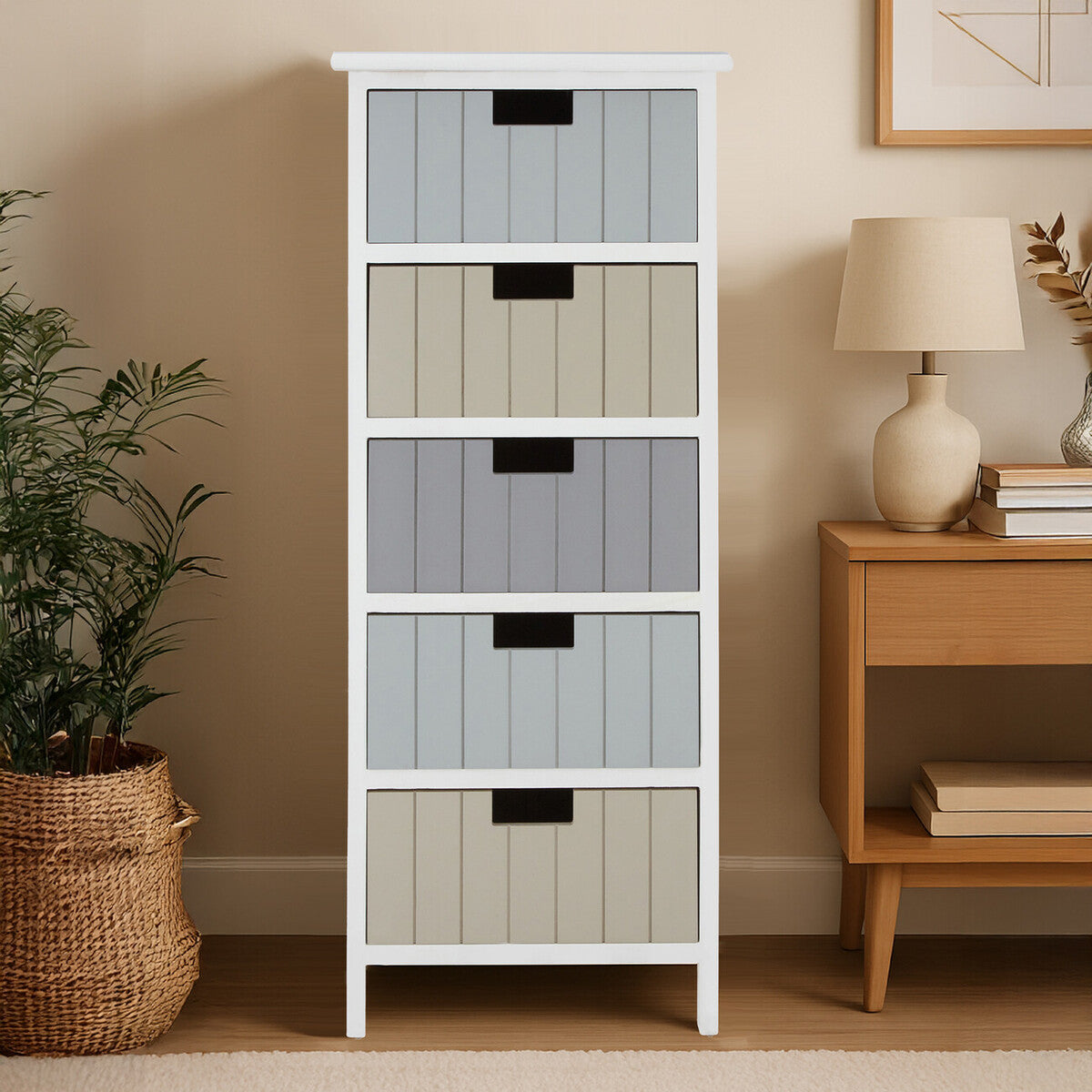 Orsina New England White 5-Drawer Chest | Coastal Bedroom Dresser