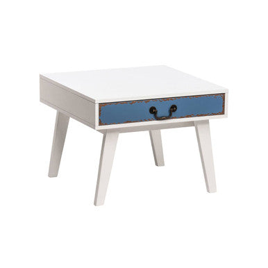 Orsina Alchemy Side Table – White and Blue Wooden Bedside Table