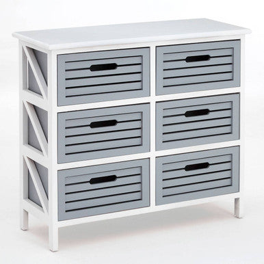 Orsina Vermont 6 Drawer Chest – Modern Grey and White Storage Unit