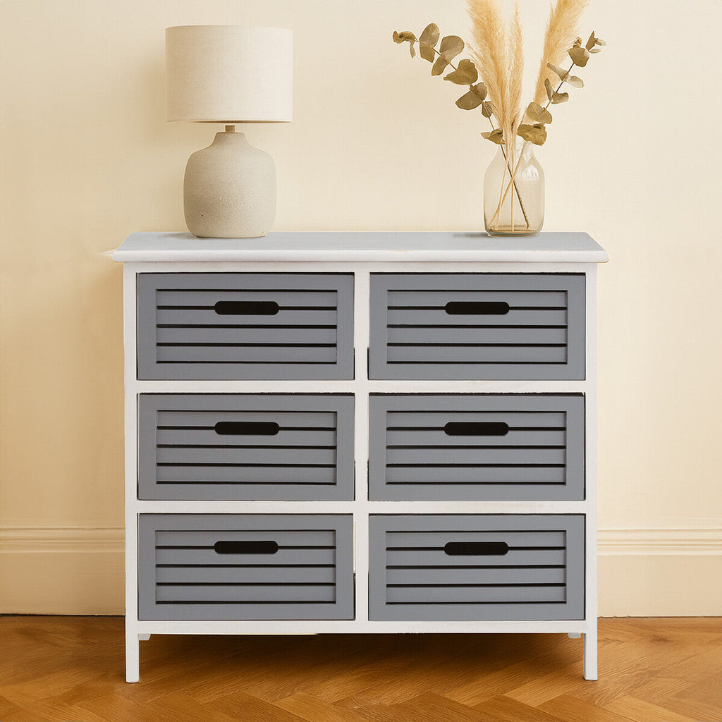 Orsina Vermont 6 Drawer Chest – Modern Grey and White Storage Unit