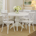 Orsina Vermont Round Dining Table and 4 Chairs Set | White Wash