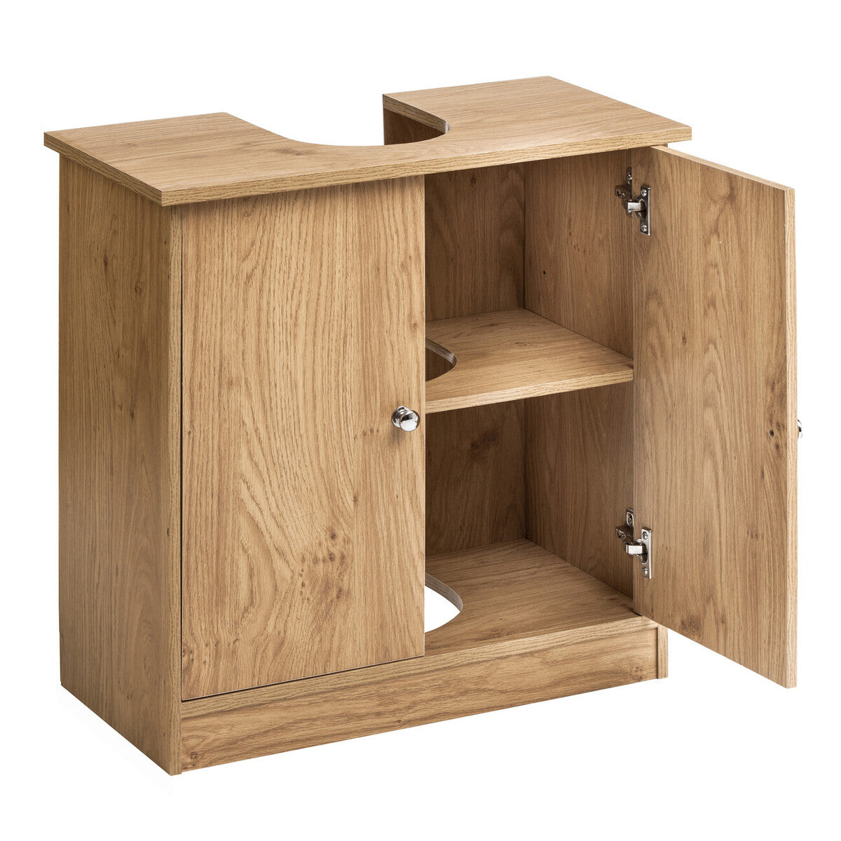 Orsina Portland Oak Veneer Under Sink Cabinet – Modern Bathroom Storage