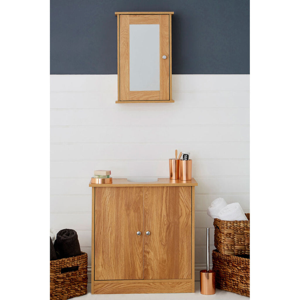 Orsina Portland Oak Veneer Under Sink Cabinet – Modern Bathroom Storage