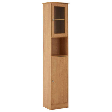 Orsina Portland Tall Oak Veneer Bathroom Cabinet | Slim Storage Unit