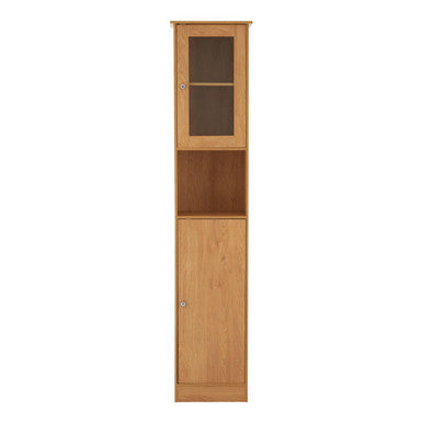 Orsina Portland Tall Oak Veneer Bathroom Cabinet | Slim Storage Unit