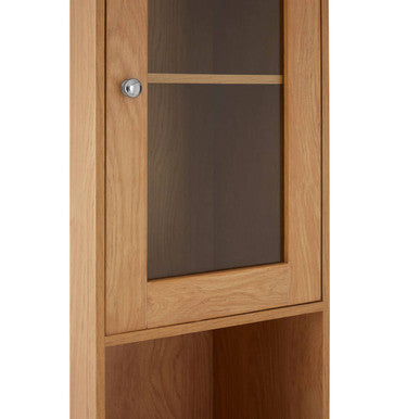 Orsina Portland Tall Oak Veneer Bathroom Cabinet | Slim Storage Unit