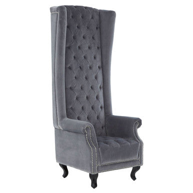 Orsina Regents Park Grey Velvet Tall Porter Chair – Modern Accent Seating