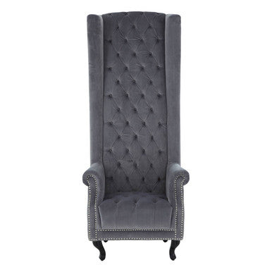 Orsina Regents Park Grey Velvet Tall Porter Chair – Modern Accent Seating
