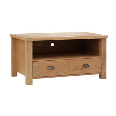 Orsina Westbury Media Unit – Natural Oak Grain TV Stand with Drawers