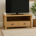 Orsina Westbury Media Unit – Natural Oak Grain TV Stand with Drawers