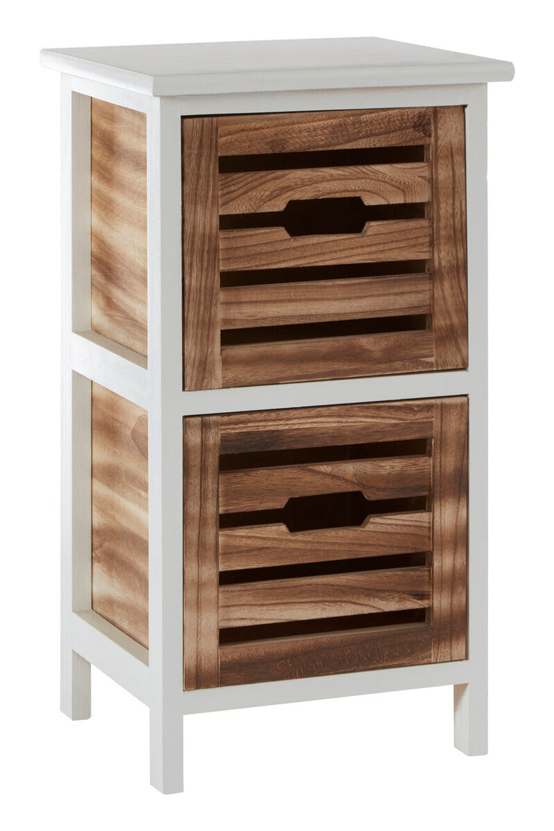 Orsina Portsmouth 2 Drawer Chest – White and Natural Wood Nightstand