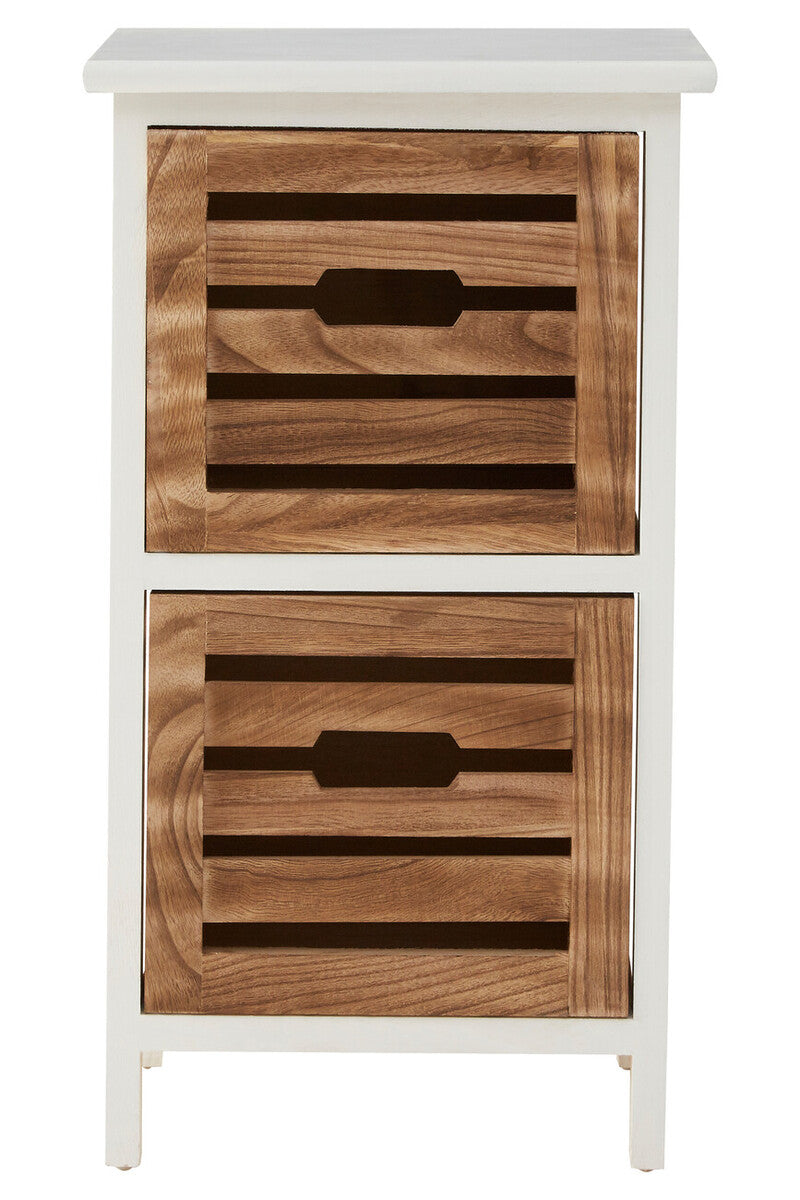 Orsina Portsmouth 2 Drawer Chest – White and Natural Wood Nightstand