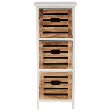 Orsina Portsmouth 3 Drawer Chest – White & Natural Wood Storage