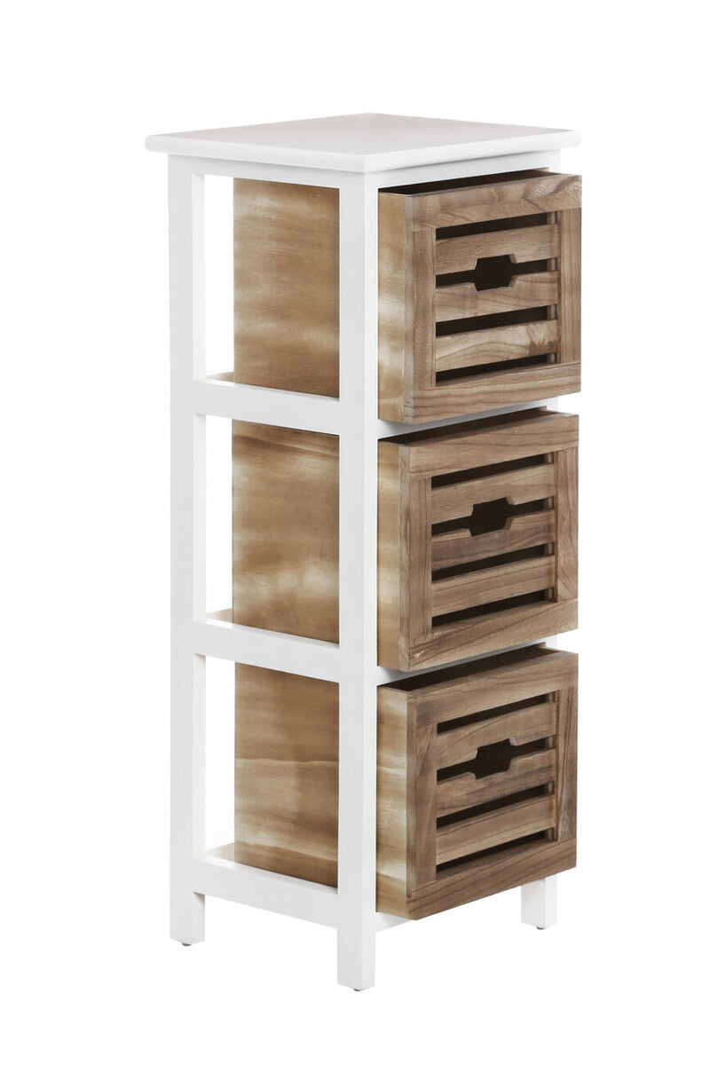 Orsina Portsmouth 3 Drawer Chest – White & Natural Wood Storage