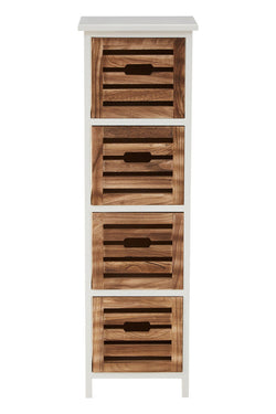 Orsina Portsmouth 4 Drawer Chest – Coastal White & Natural Wood