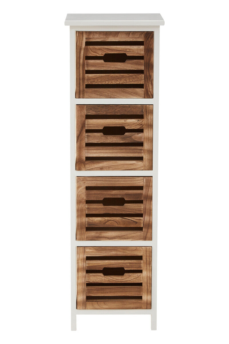 Orsina Portsmouth 4 Drawer Chest – Coastal White & Natural Wood