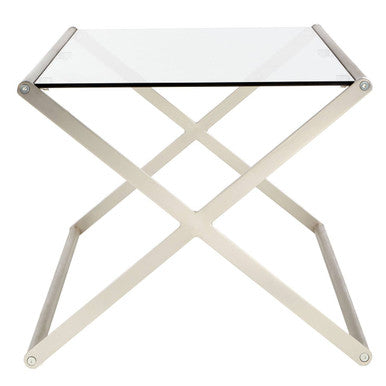 Orsina Roma Rectangular Glass Coffee Table | Satin Nickel Metal Frame