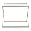 Orsina Roma Side Table – Clear Tempered Glass & Satin Nickel Metal